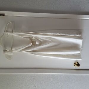 Womens S off white smocked back v neckccut out gold detail dress